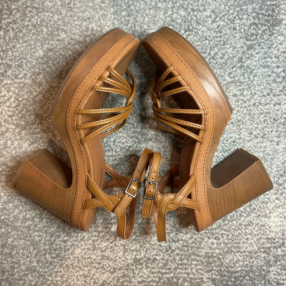 Lucky Brand Ismene Cognac Leather Platform Sandals – Size 8 (NIB) - Picture 6 of 11